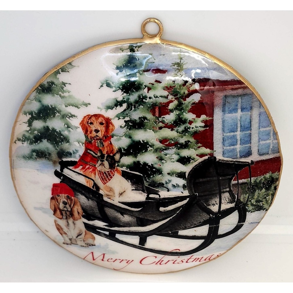 Melrose International Lg Double-sided Disc Christmas Ornaments 5.5 In Gold Trim